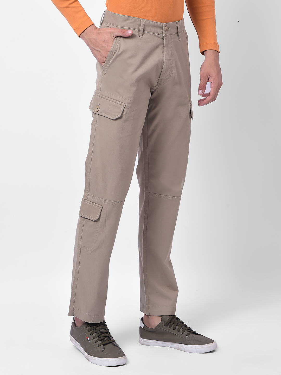 Numero Uno Men Beige Regular Fit Cargo Pants